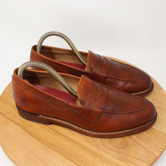 Grenson Shoes Mens 8 Lloyd Leather Penny Loafers Brown Goodyear Welted Old Money - Picture 1 of 10